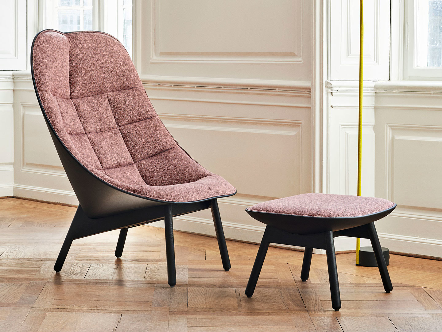 Hay Uchiwa Quilted front Olavi 12 back Sierra SI1001 black oak base Doshi Levien