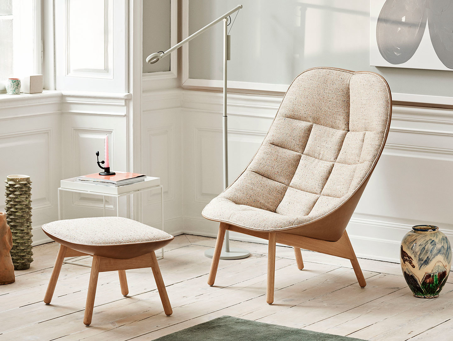 Hay Uchiwa front Bolgheri LGG60 back Silk Sil0258 matt lacquer oak base