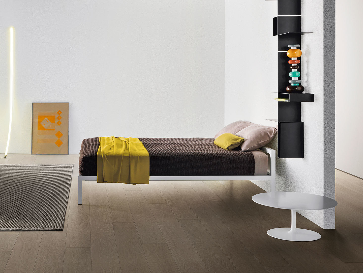 MDF Italia Aluminium Bed Lacquered White set Bruno Fattorini