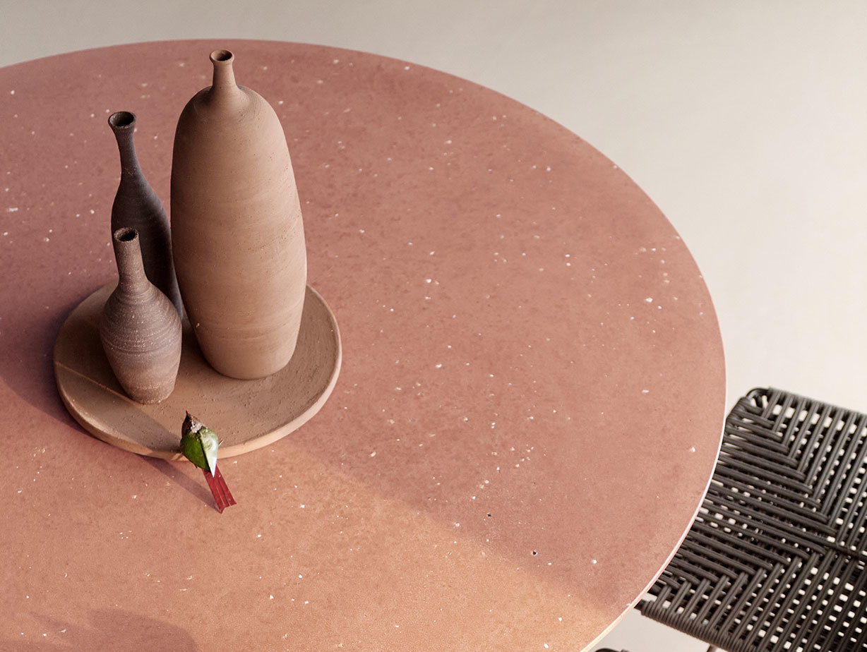 MDF Italia Rock Outdoor Table detail terracotta Jean Marie Massaud