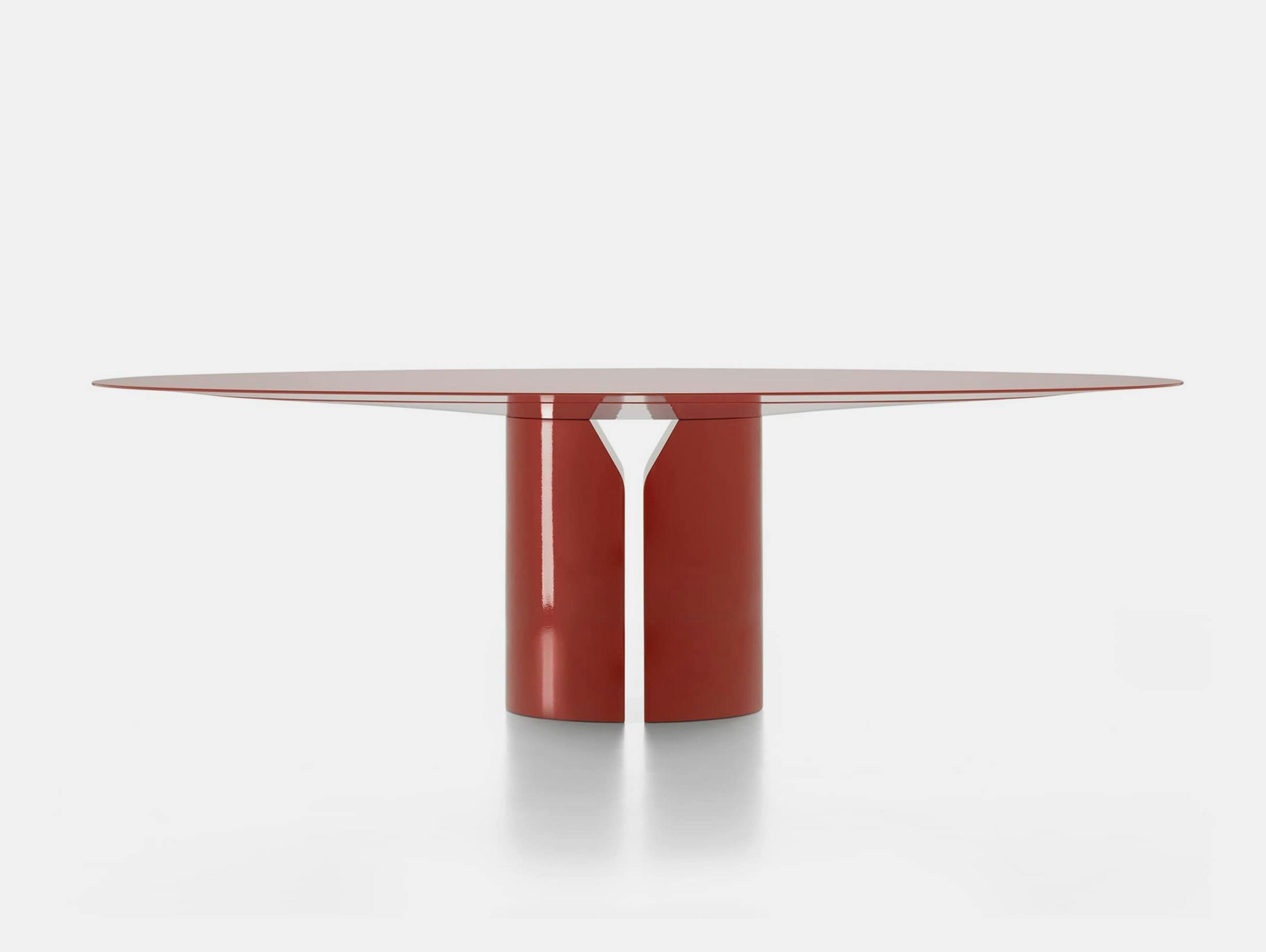 Mdf italia Jean Nouvel Design ndf table oval gloss coral red