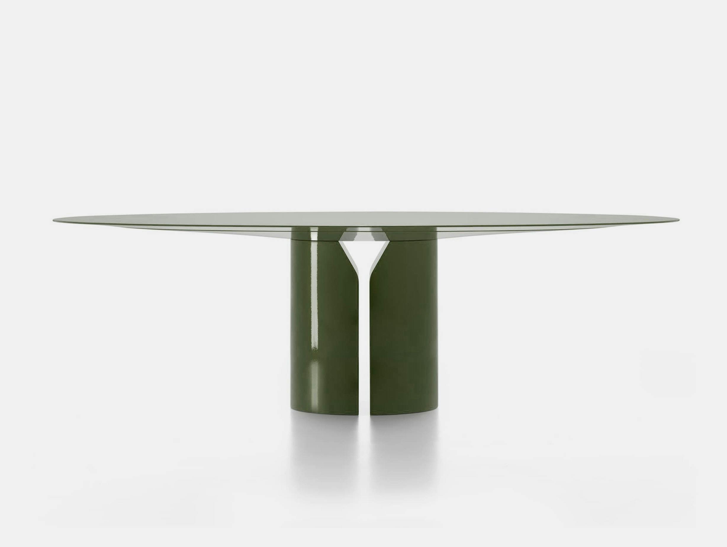 Mdf italia Jean Nouvel Design ndf table oval gloss english green