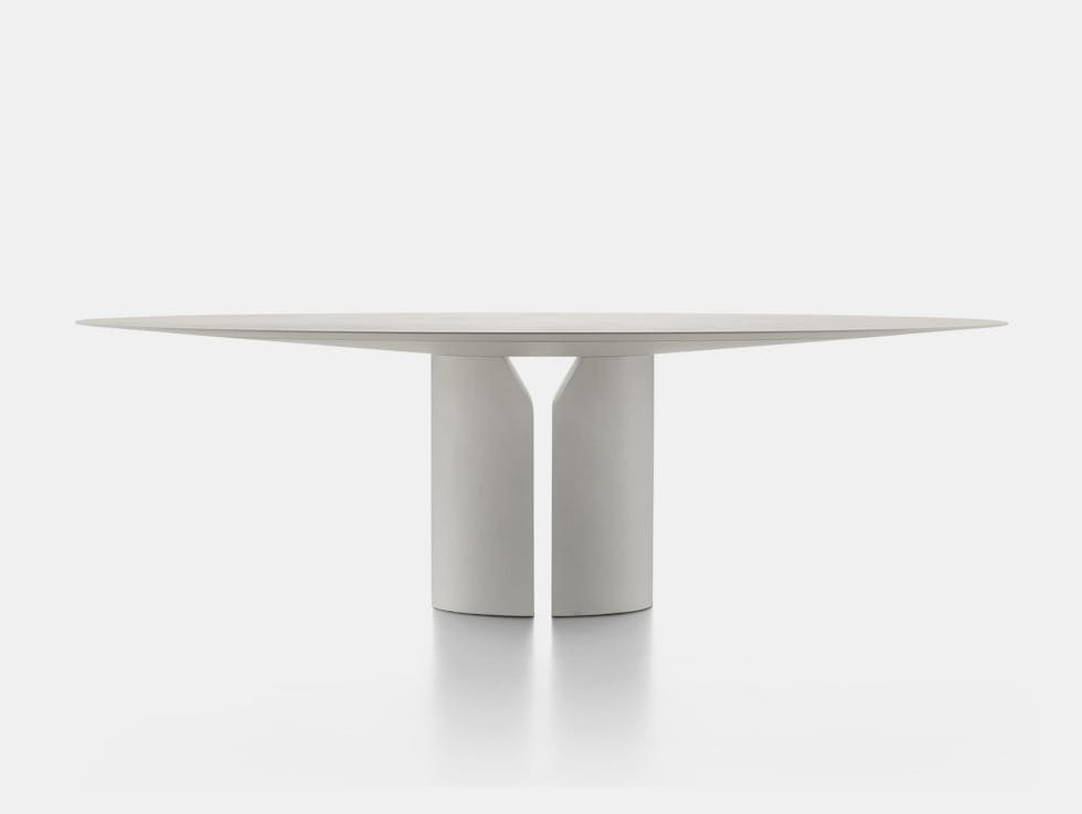 Mdf italia Jean Nouvel Design ndf table oval stone white calice x131