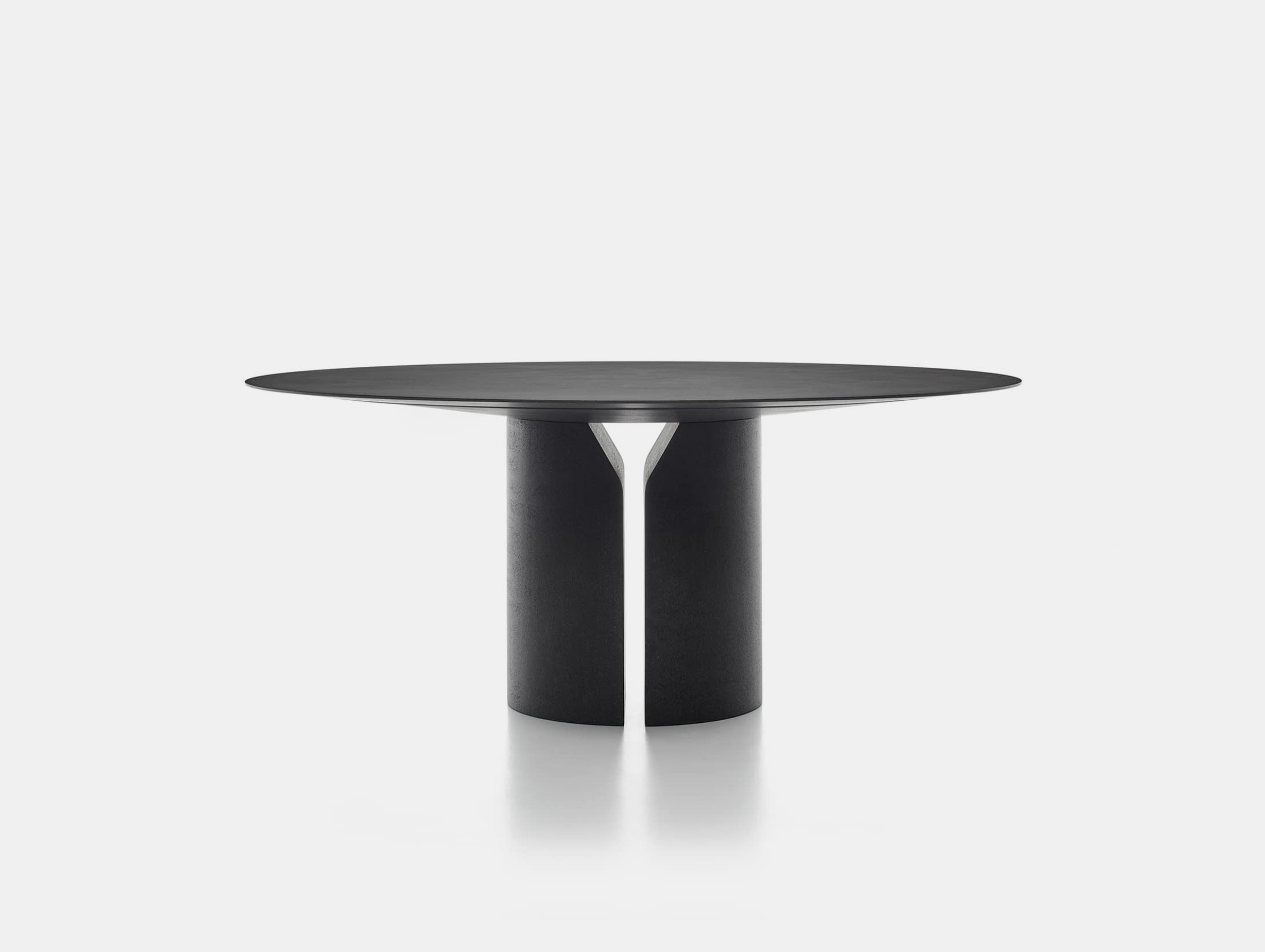 Mdf italia Jean Nouvel Design ndf table round stone black ebony