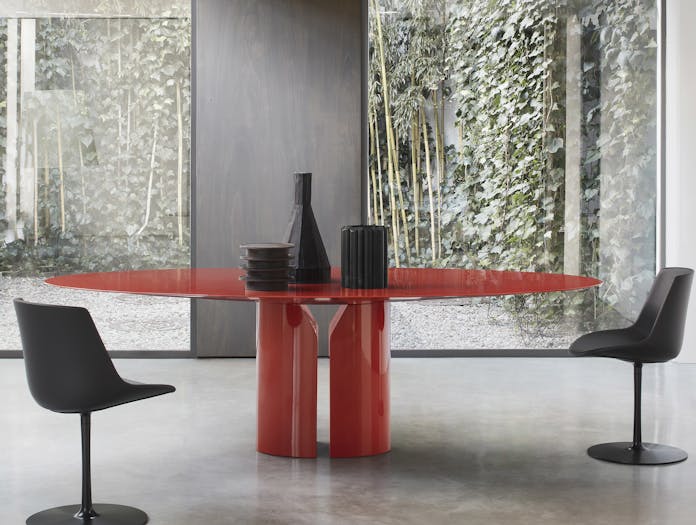 Mdf italia jean nouvel nvl table lacquered coral red lifestyle