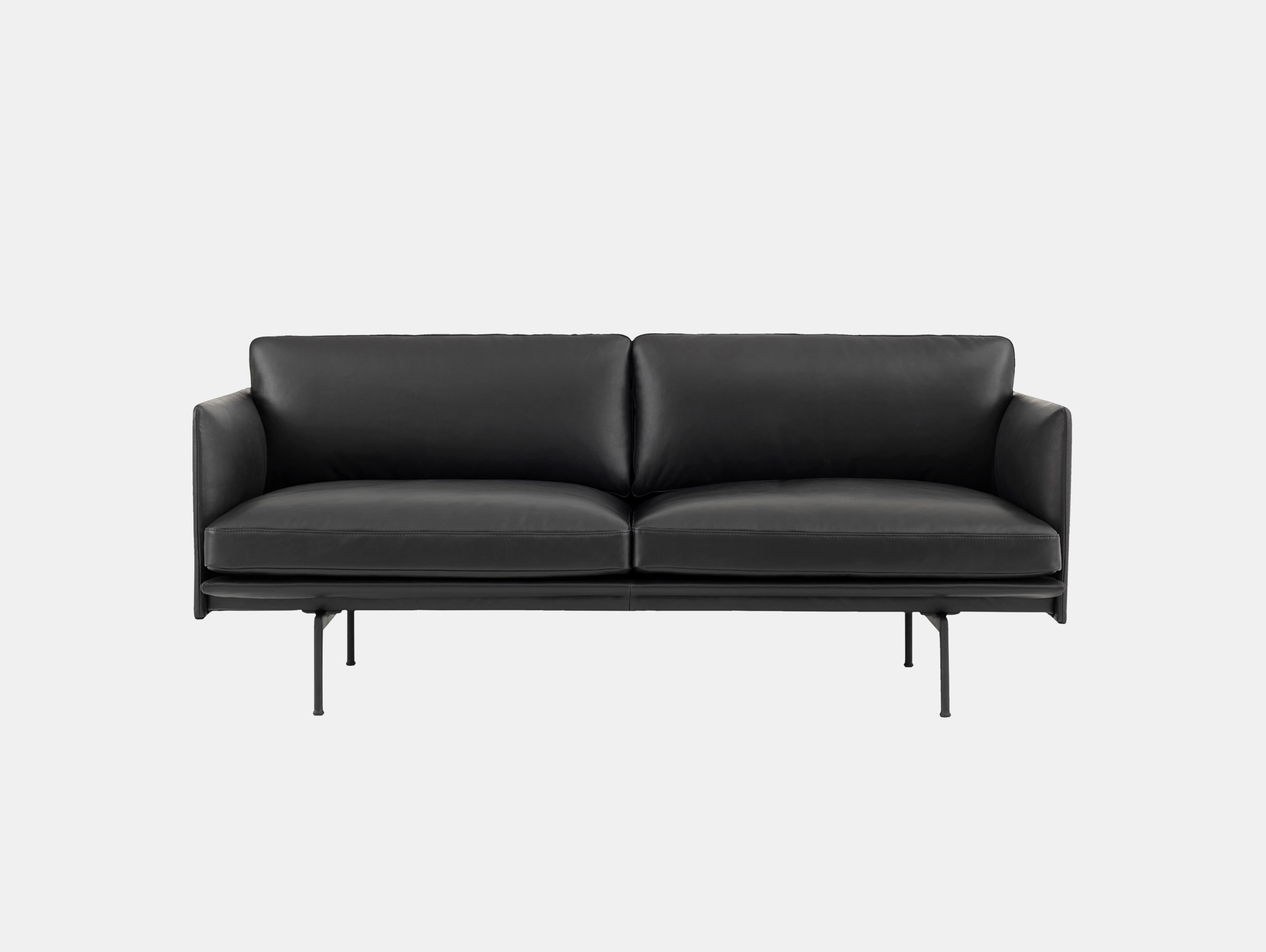 Muuto Outline 2 seater black base black leather Anderssen Voll