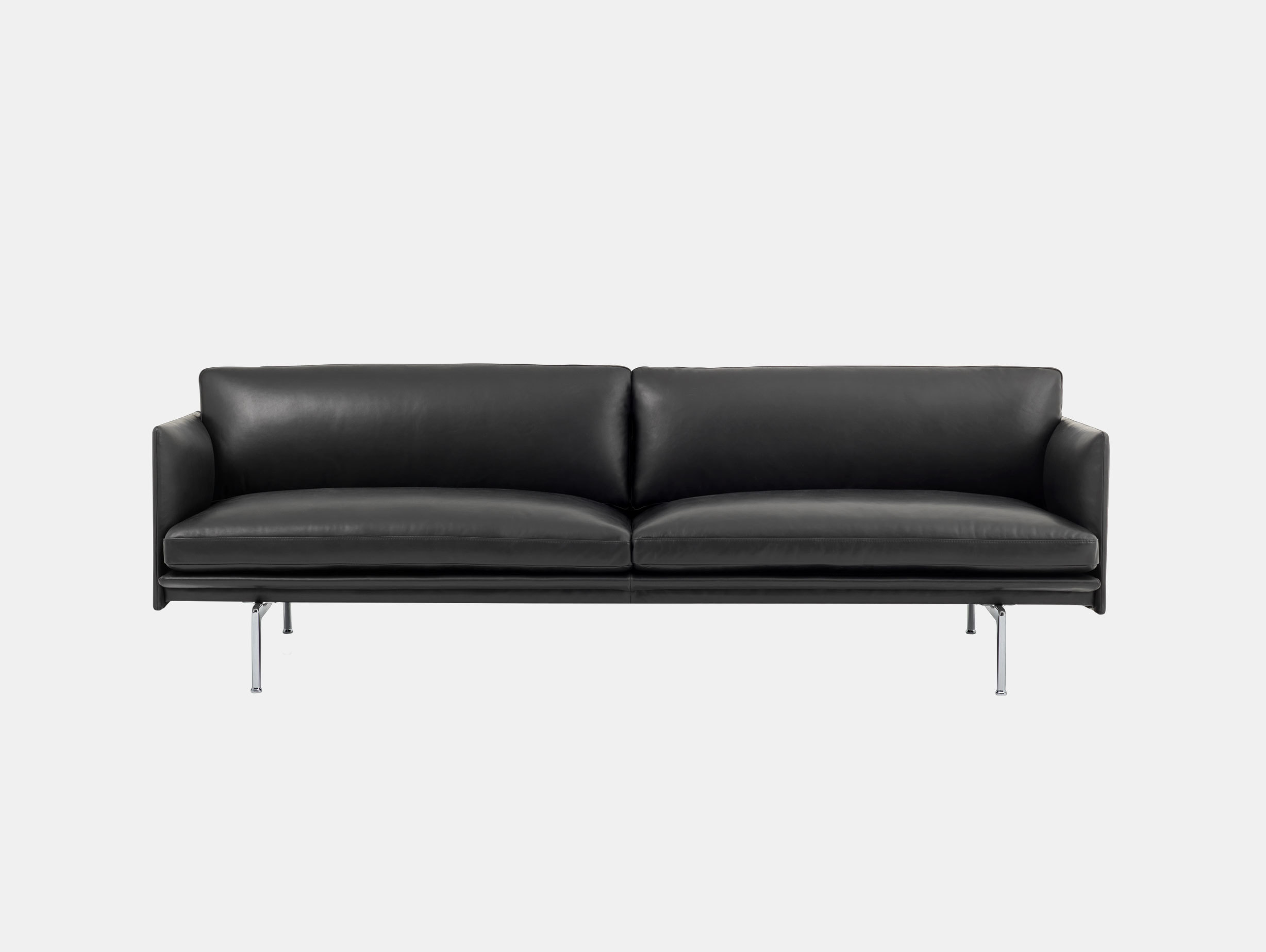 Muuto Outline 3 seater alu base black leather Anderssen Voll