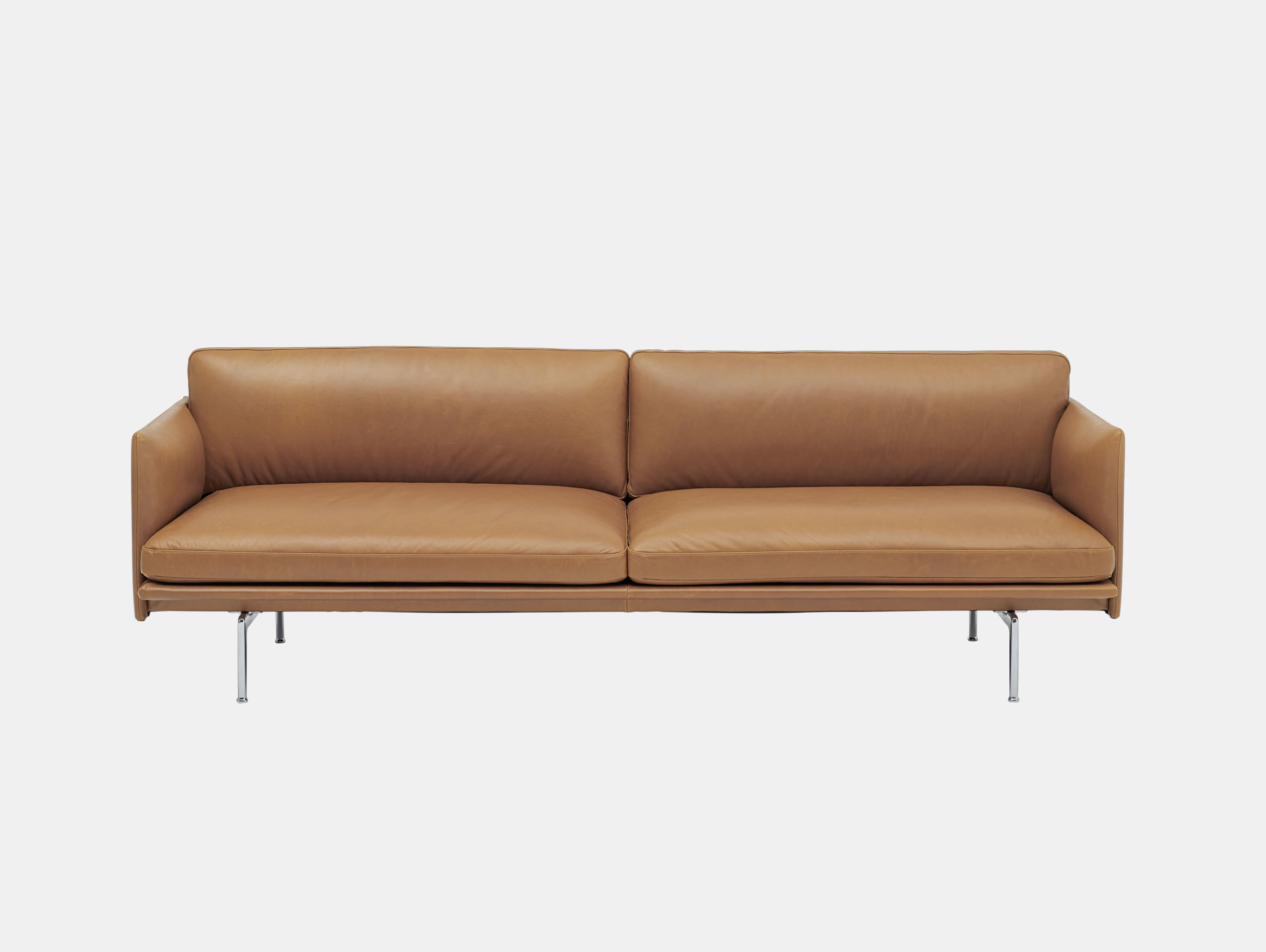Muuto Outline 3 seater alu base cognac leather Anderssen Voll