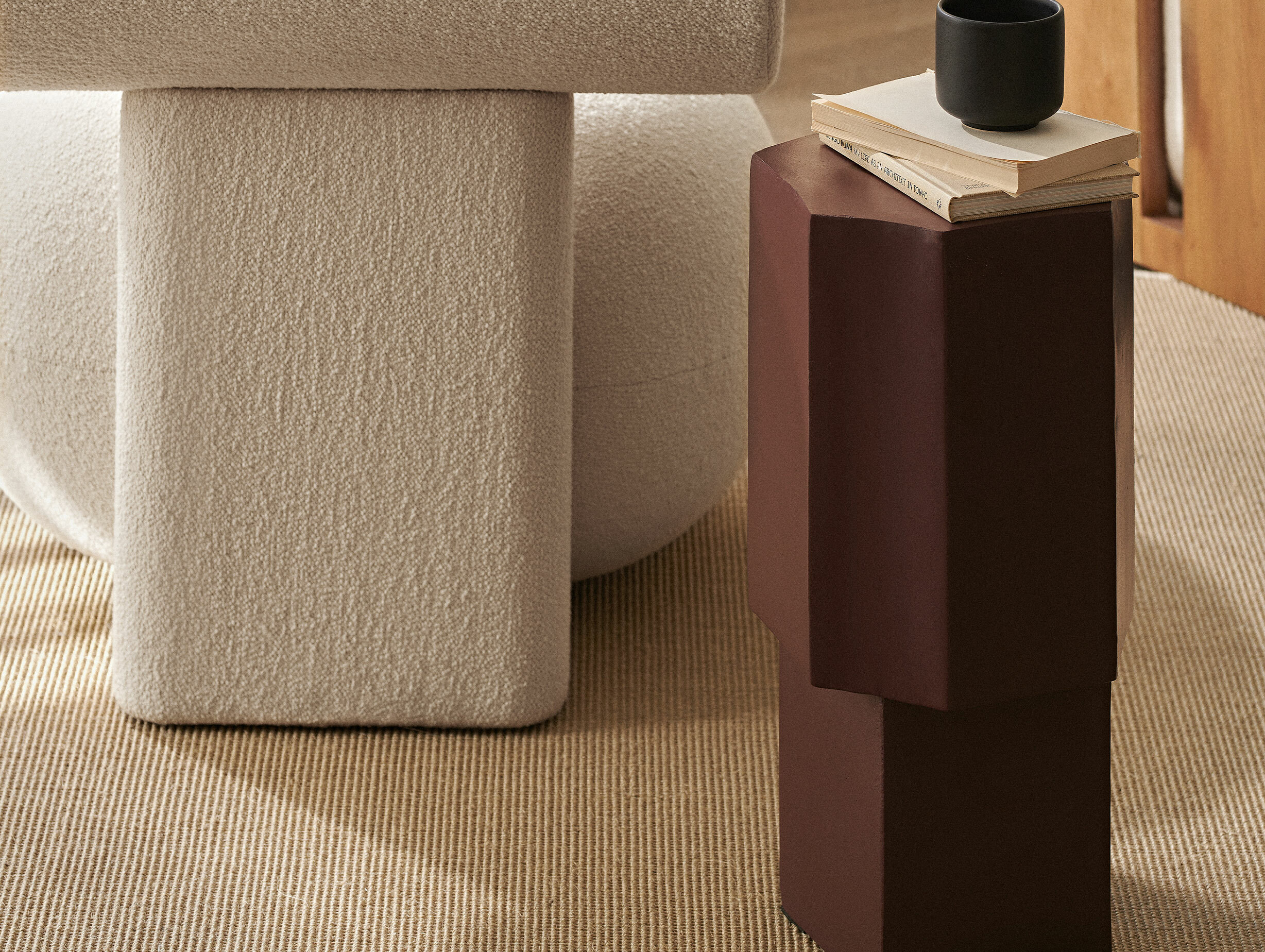 Norr11 quartz side table maroon ls