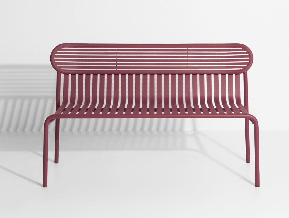 Petite Friture Week End Outdoor Bench Burgundy front Studio Brichet Ziegler