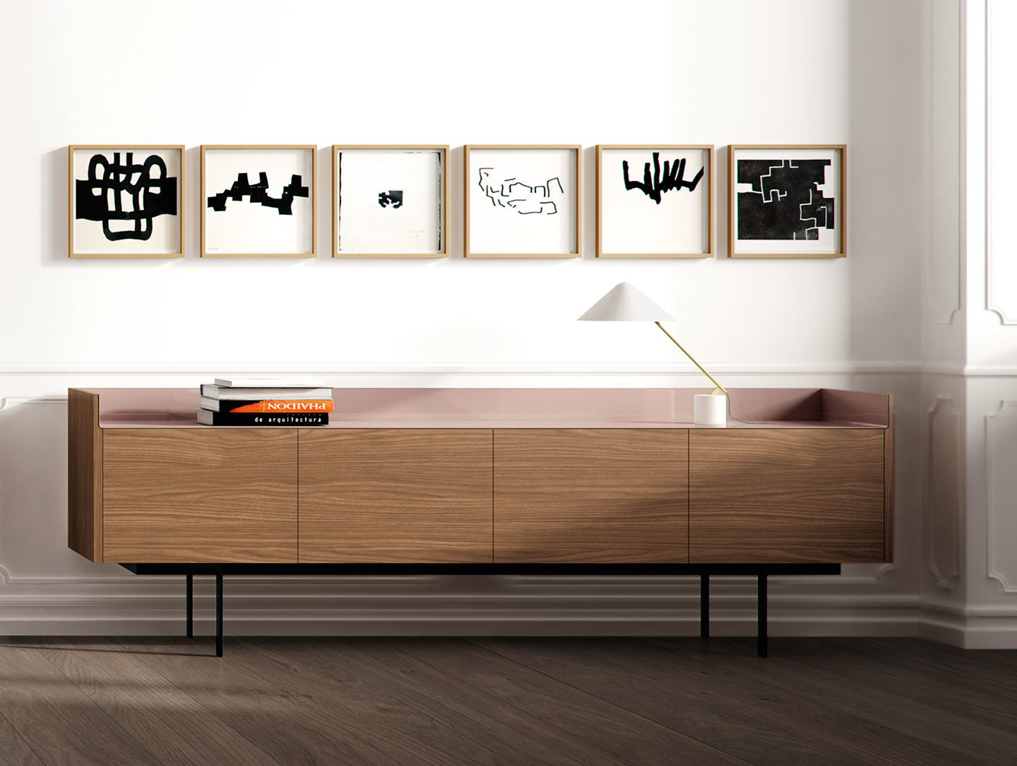 Punt Stockholm Sideboard STH411 Matt Walnut Rose Top Mario Ruiz