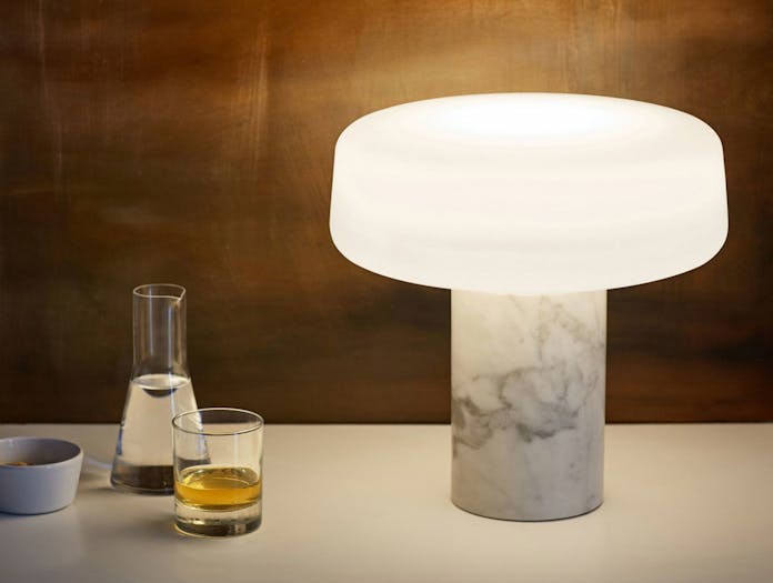 Terence Woodgate Solid Table Light large White Carrara Marble 2