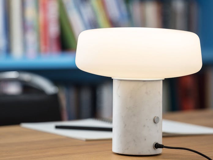 Terence Woodgate Solid Table Light small White Carrara Marble on