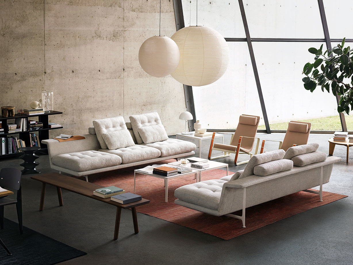 Vitra Cite Grand Sofa Plate Table Akari Light Sculpture