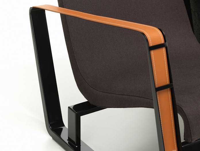 Vitra Cite Lounge Chair detail front Black base Graphite fabric Prouve