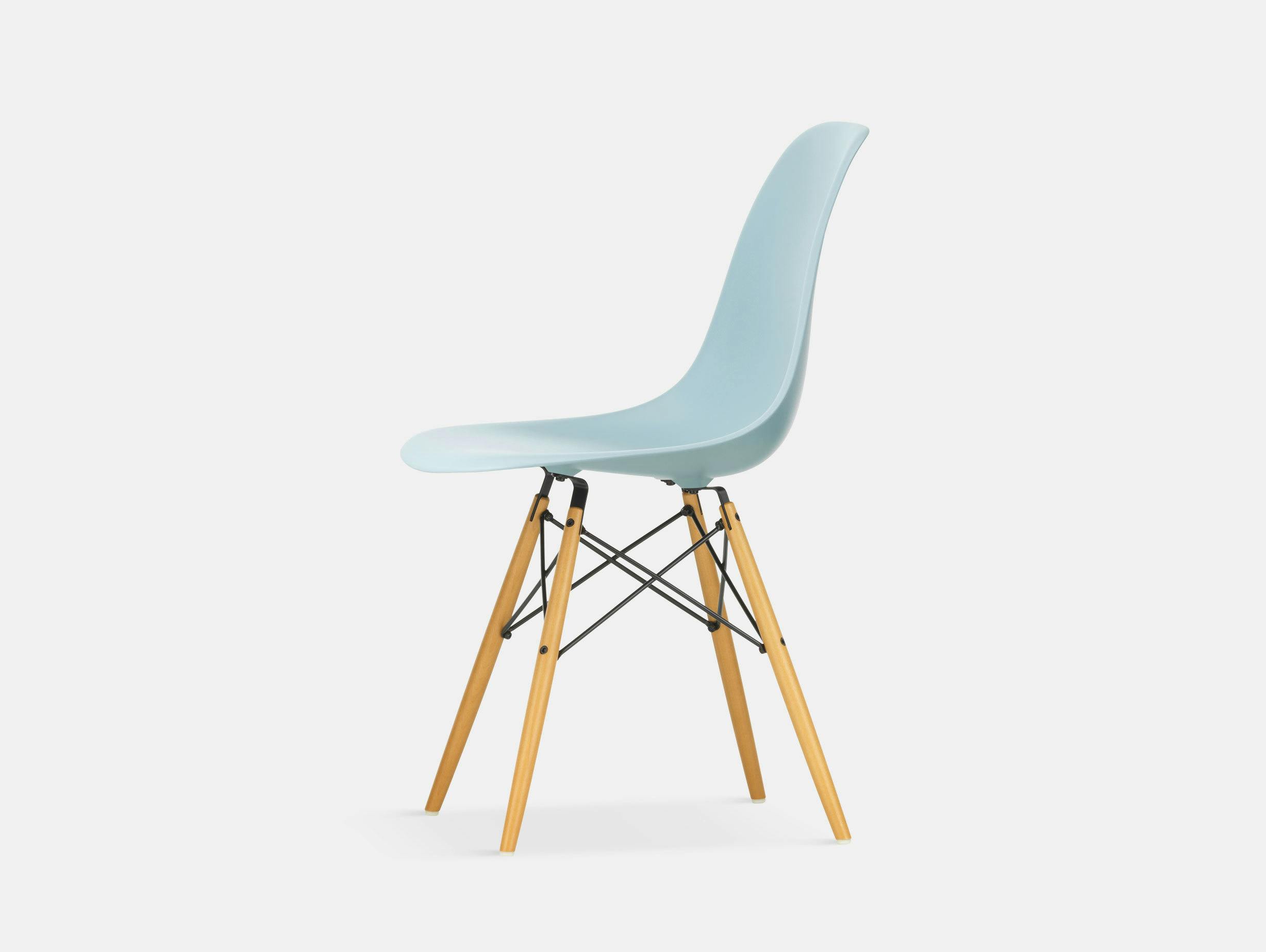 Vitra Eames DSW Plastic Side Chair ice grey golden maple legs