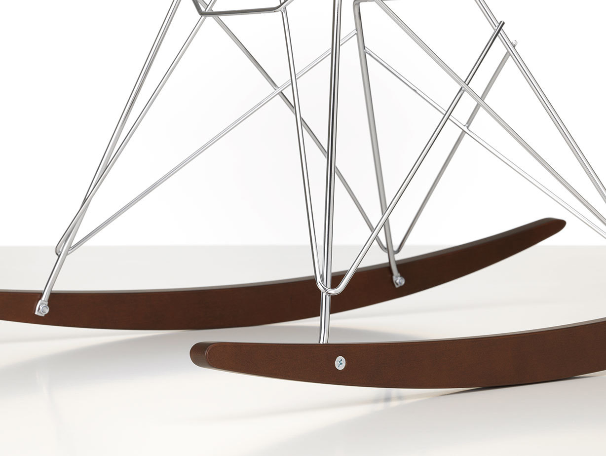 Vitra Eames Plastic Armchair RAR dark maple chrome base detail