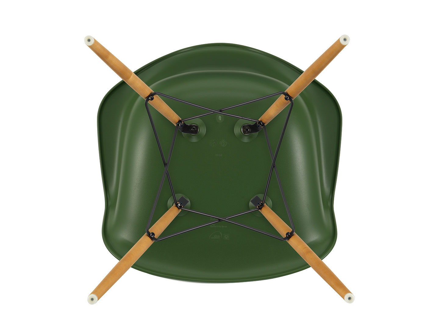 Vitra Eames Plastic Armchair underside DAW forest golden maple legs