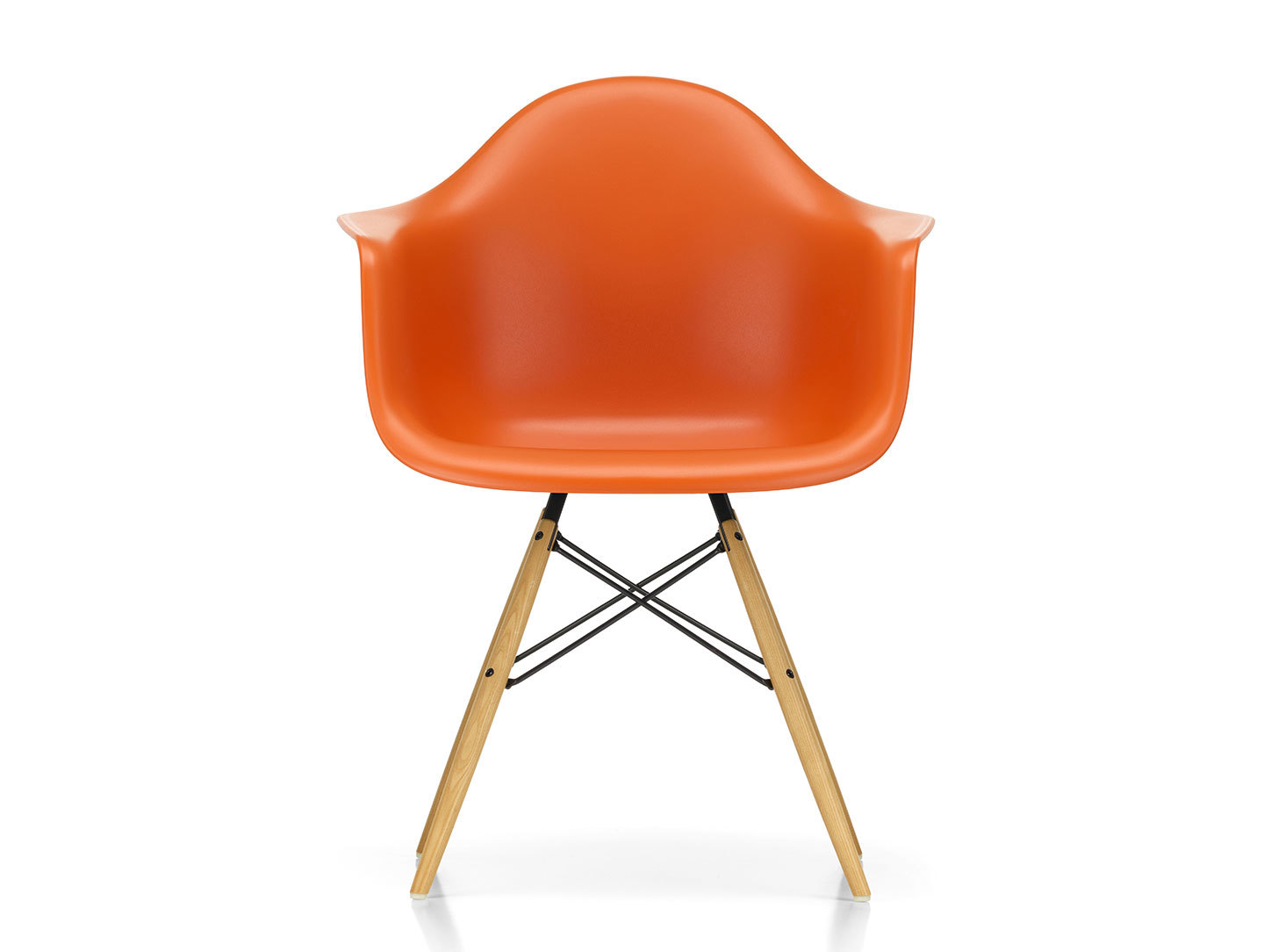 Vitra Eames Plastic Armchair w DAW rusty orange golden maple legs