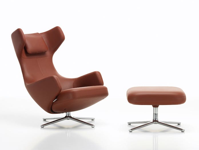 Vitra Grand Repos and Ottoman dark red leather