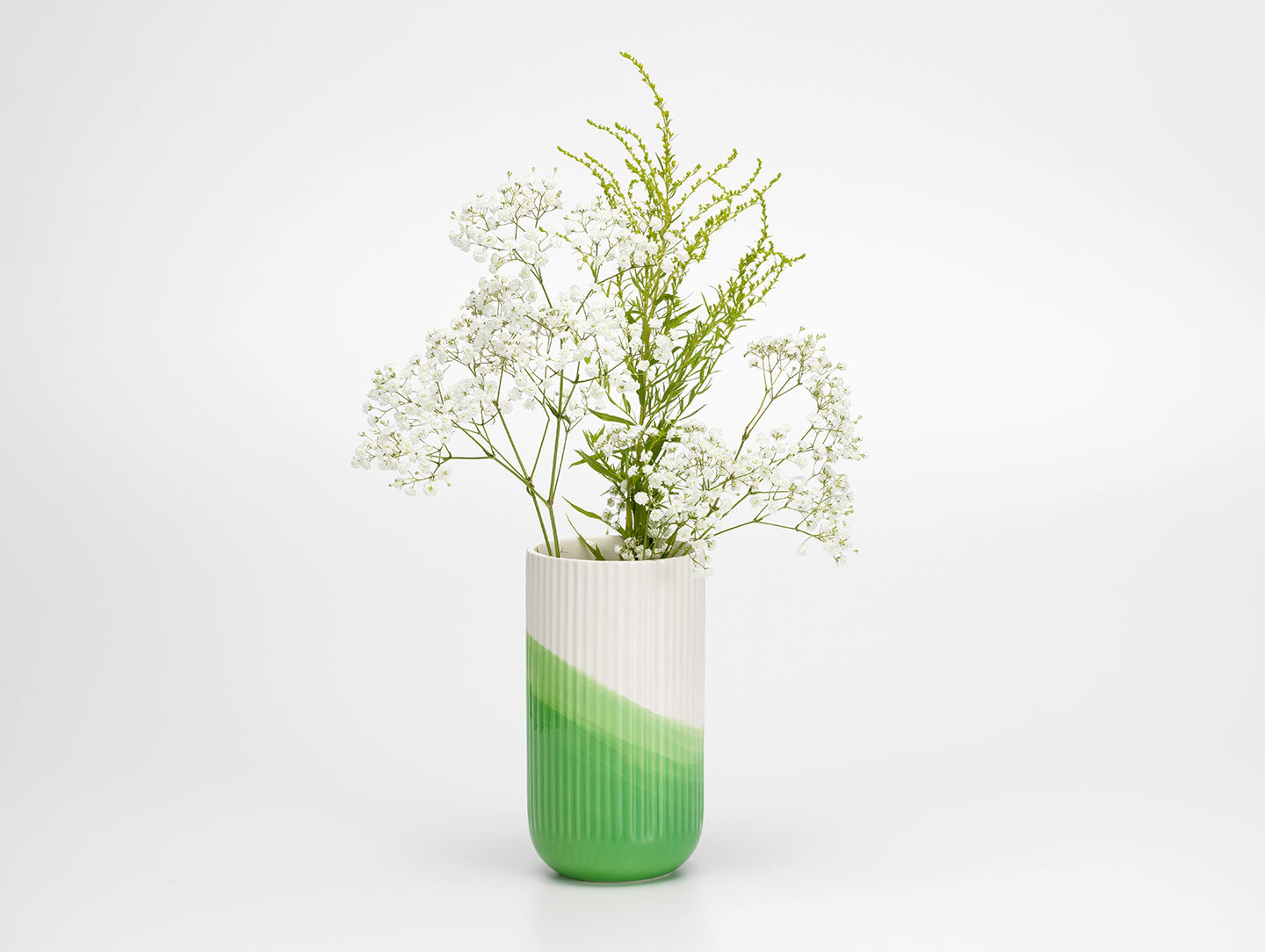 Vitra Herringbone Ribbed Vase Green 2 Raw Edges