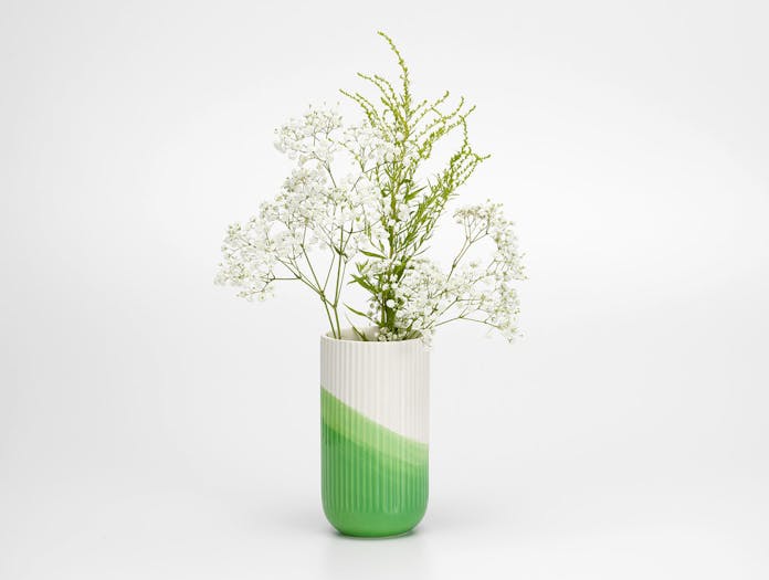 Vitra Herringbone Ribbed Vase Green 2 Raw Edges