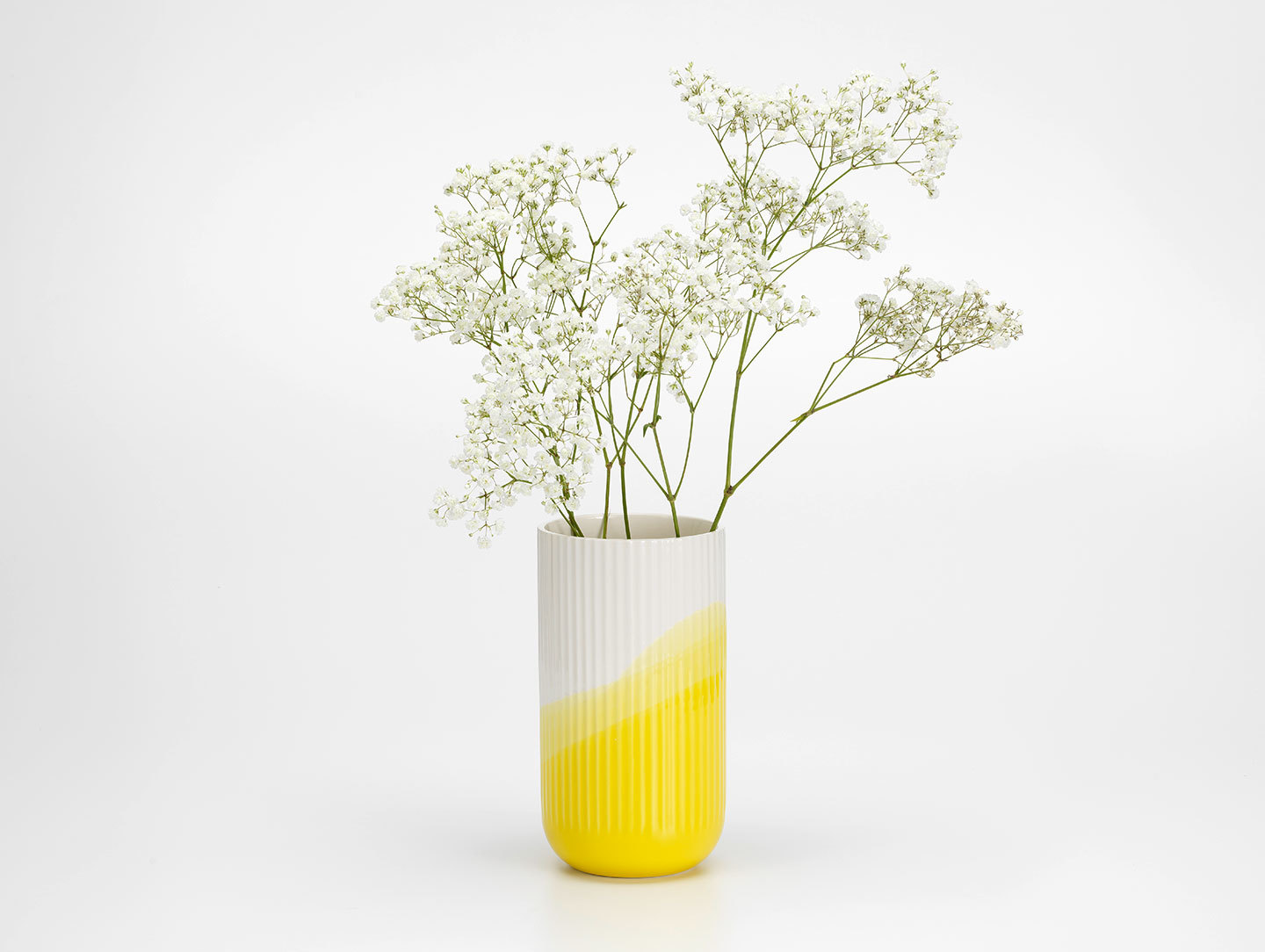 Vitra Herringbone Ribbed Vase Yellow 2 Raw Edges