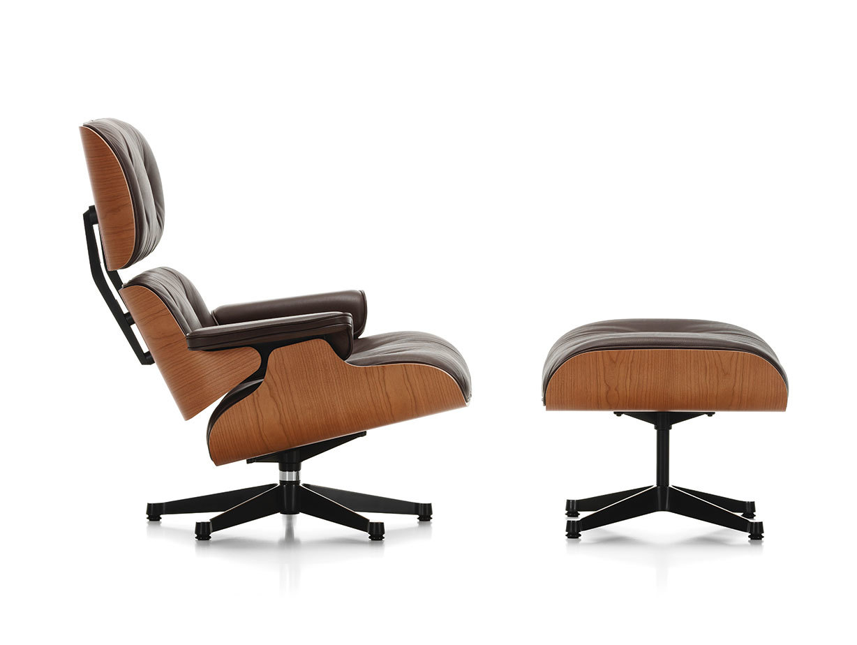 Vitra Lounge Chair Ottoman cherry side