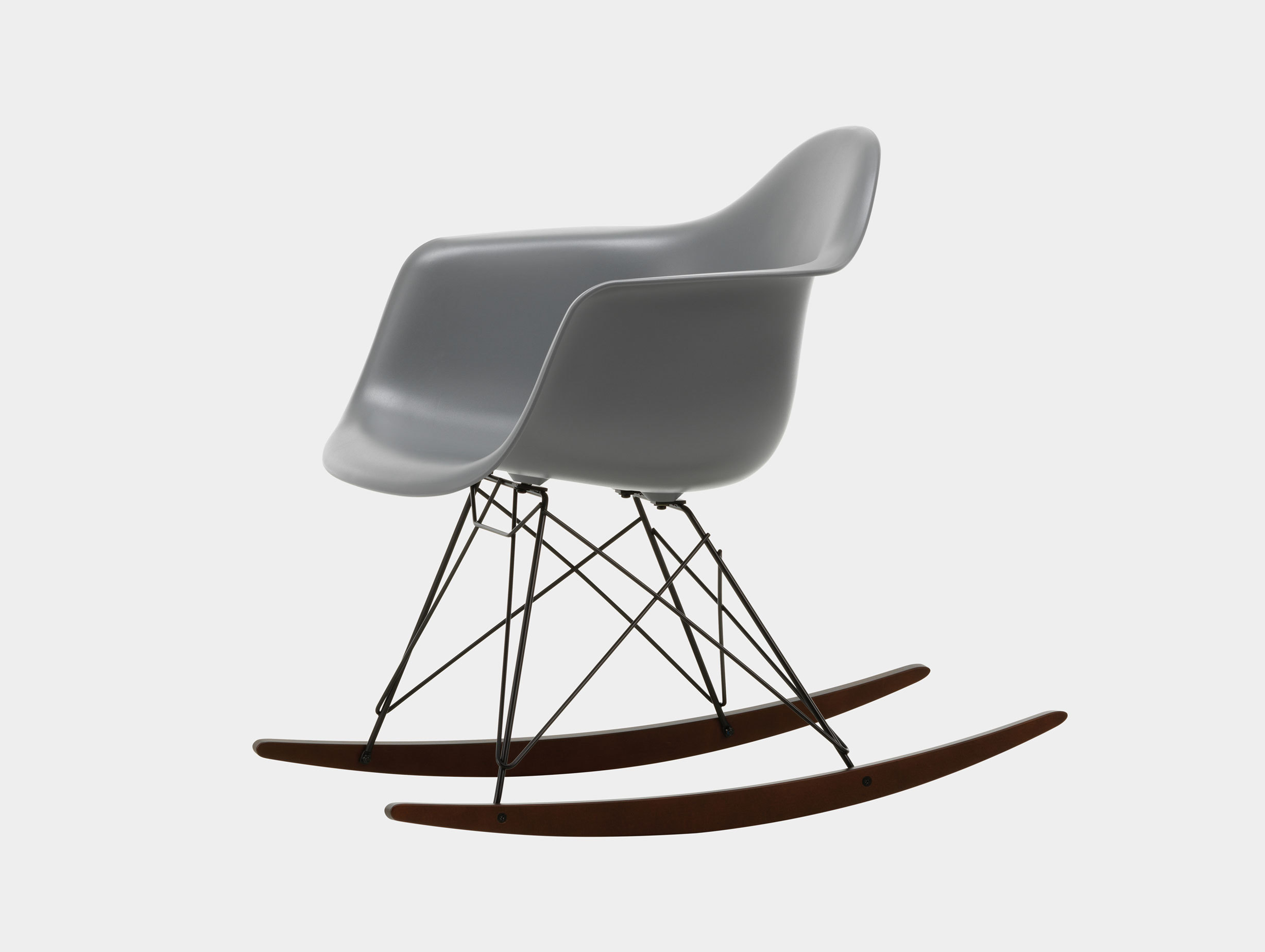 Vitra RAR Rocking Chair Granite Grey seat shell Basic Dark wire Dark Maple runners