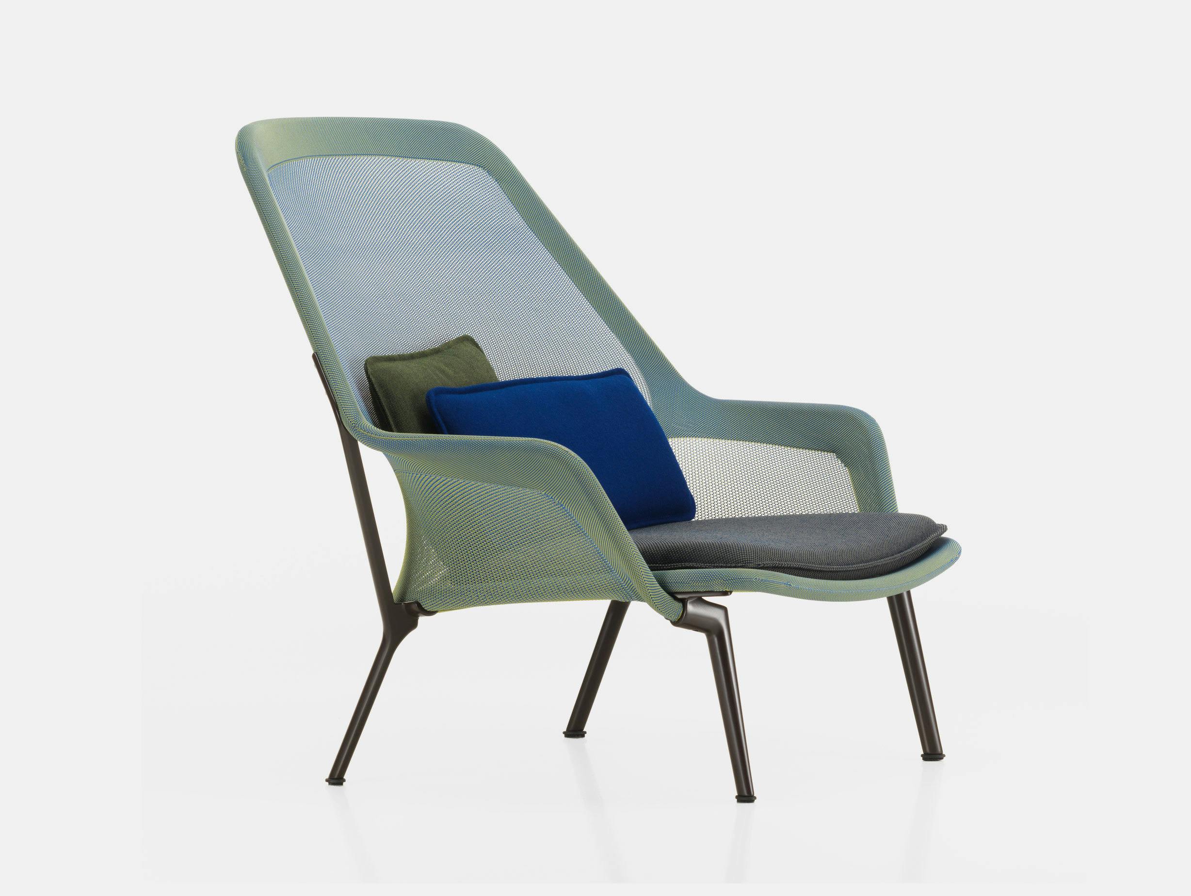Vitra Slow Lounge Chair blue green chocolate base Bouroullec