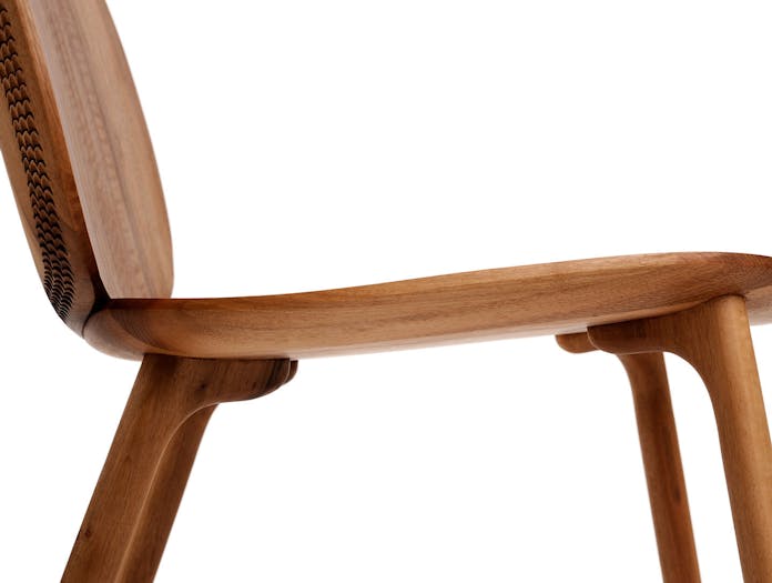 Zanat Unna Lounge Chair Walnut leg detail Monica Forster