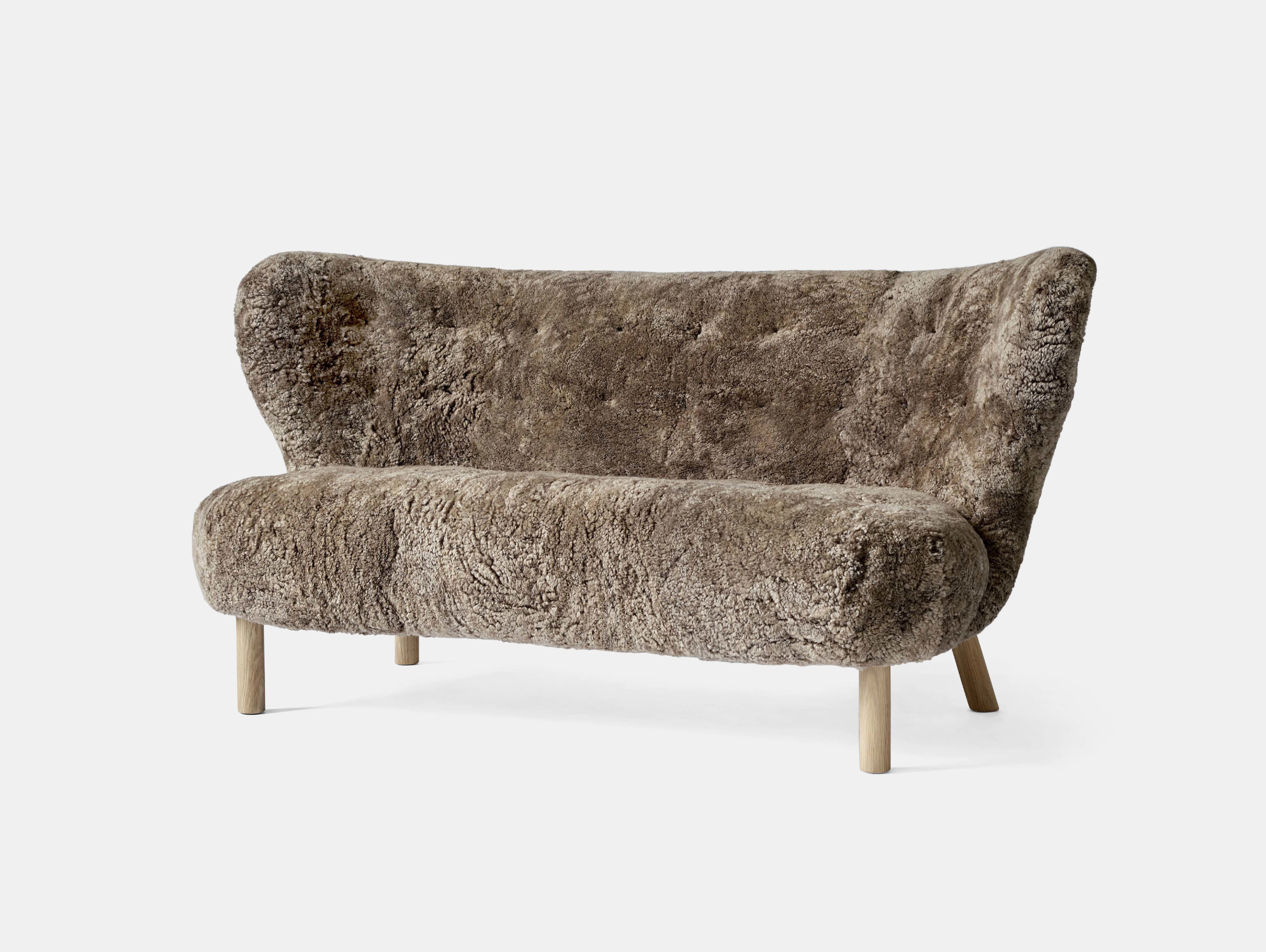 Andtradition viggo boesen little petra sofa white oiled oak sahara sheepskin