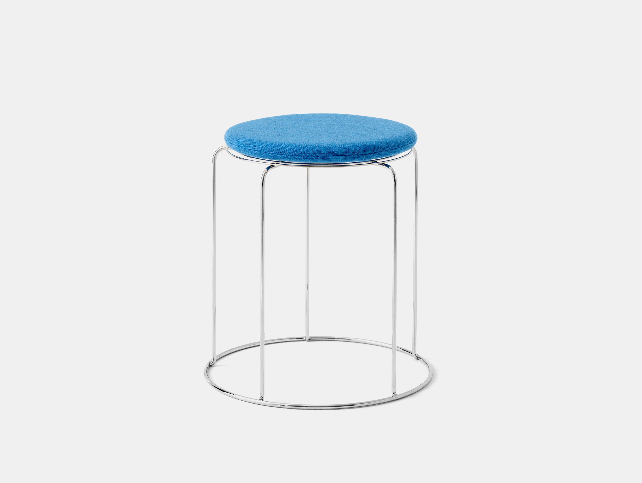 Tradition verner panton wire stool vp11 mirror polished steel hallingdal 723 blue