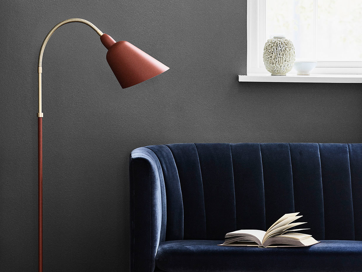 And Tradition Bellevue Floor Lamp Copper Brown detail Arne Jacobsen