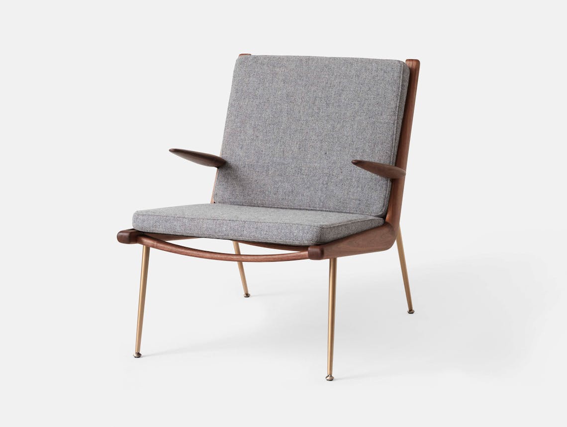 And Tradition Boomerang Lounge Chair with arms Walnut Hallingdal 130 Hvidt Molgaard