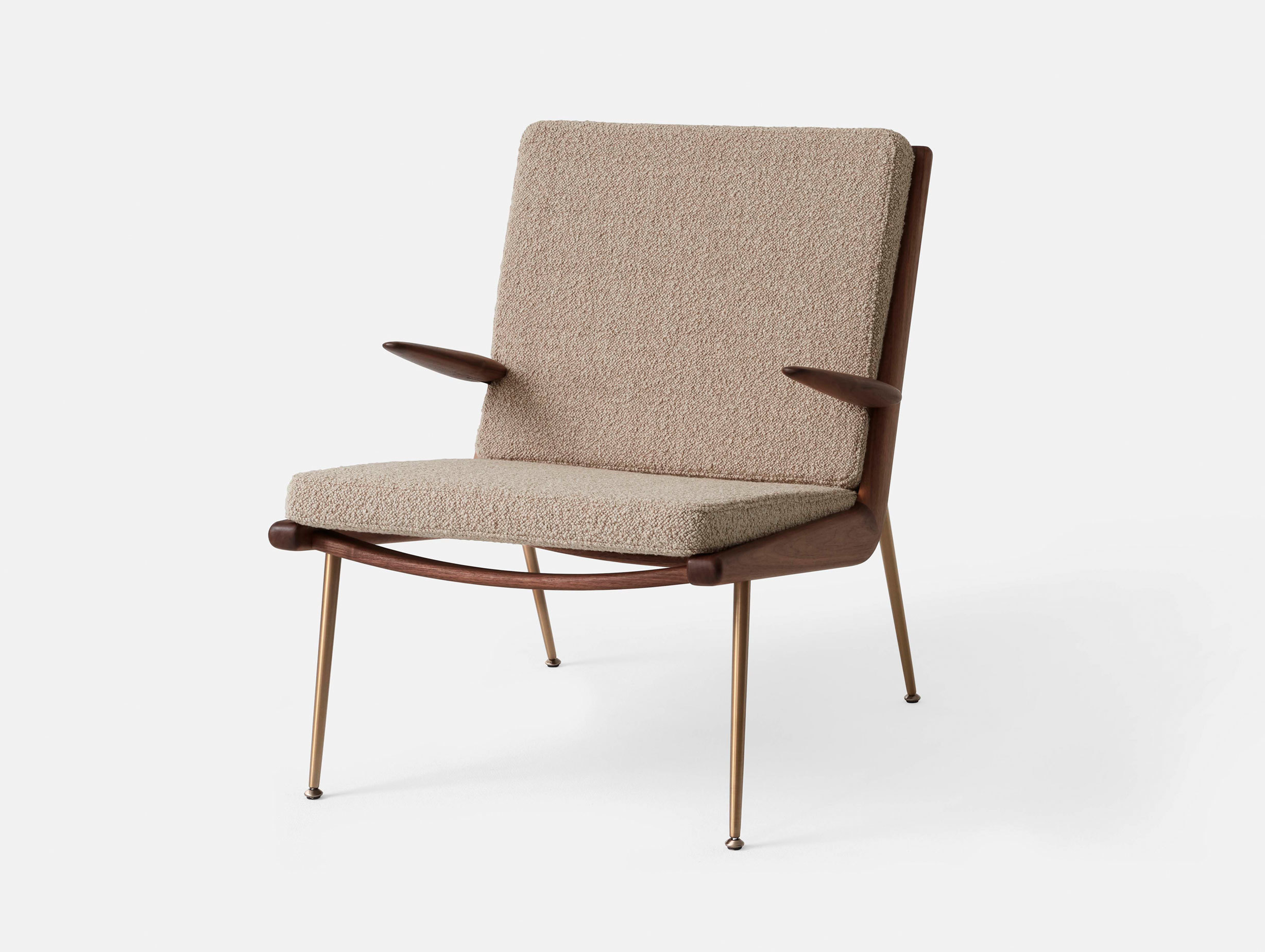 And Tradition Boomerang Lounge Chair with arms Walnut Karakorum 003 Hvidt Molgaard