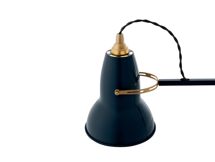 Anglepoise george carwardine 1227 brass table lamp ink blue lifestyle