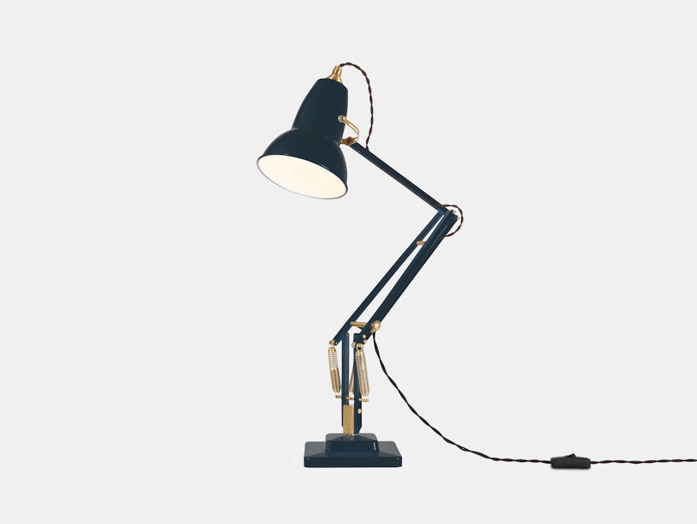 Anglepoise george carwardine 1227 brass table lamp ink blue