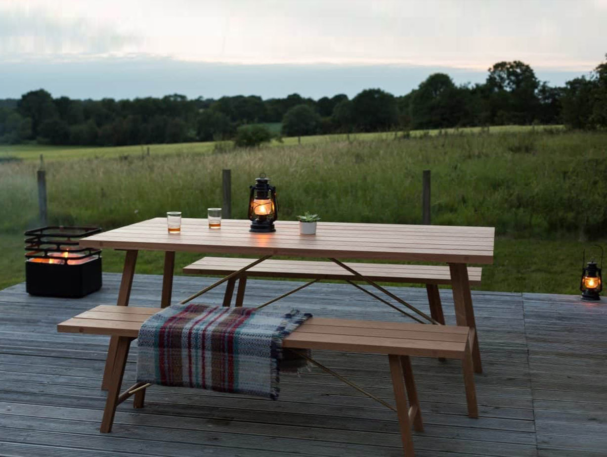 Another country outdoor table bench two oak