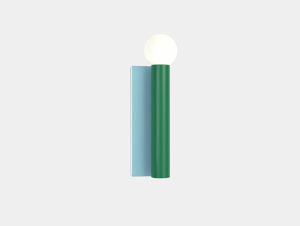 Areti tube rectangle wall light 2 lightblue intensegreen
