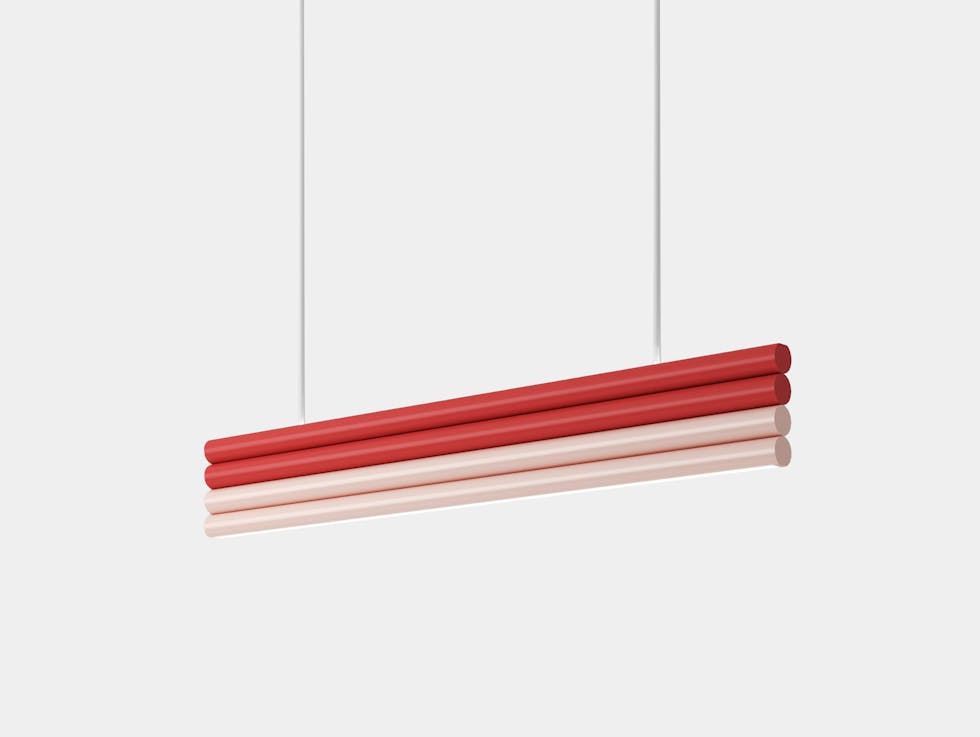 Atelier areti parallel tubes pendant light red pink