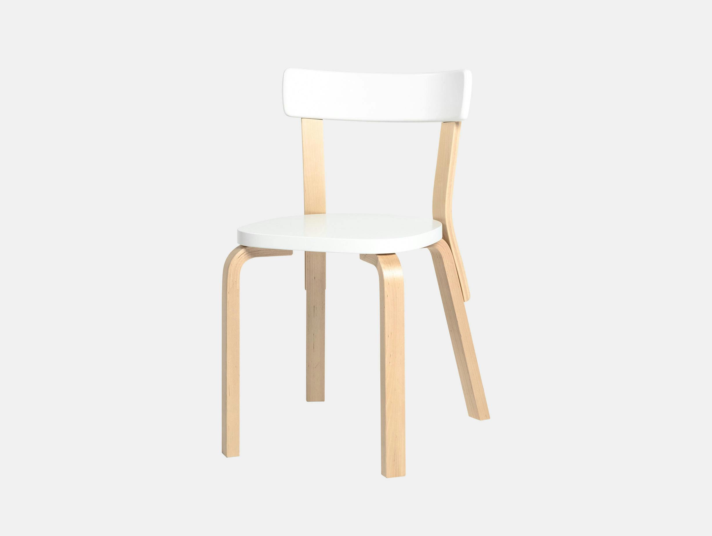 Artek Chair 69 Palmio Birch White Alvar Aalto