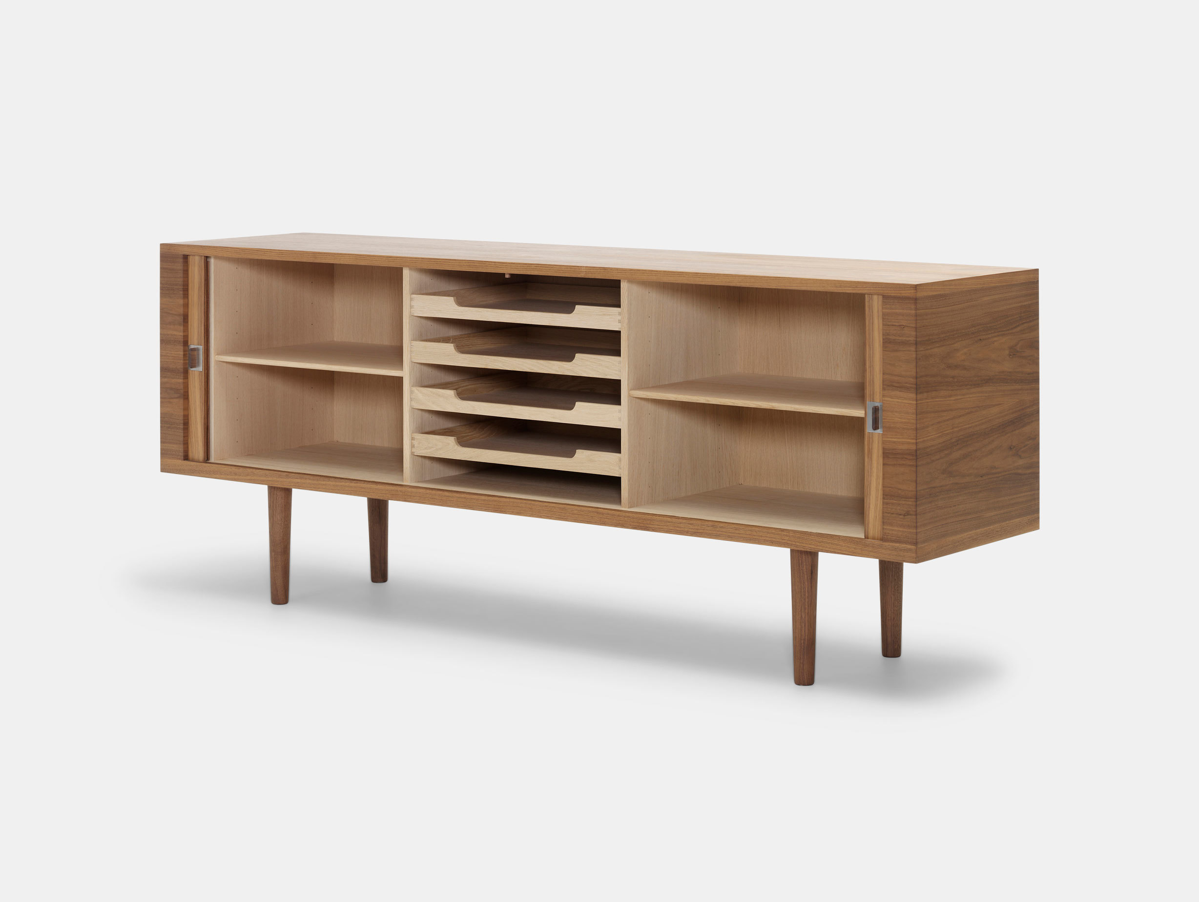 Carl Hansen Ch825 Credenza Open Walnut Hans Wegner