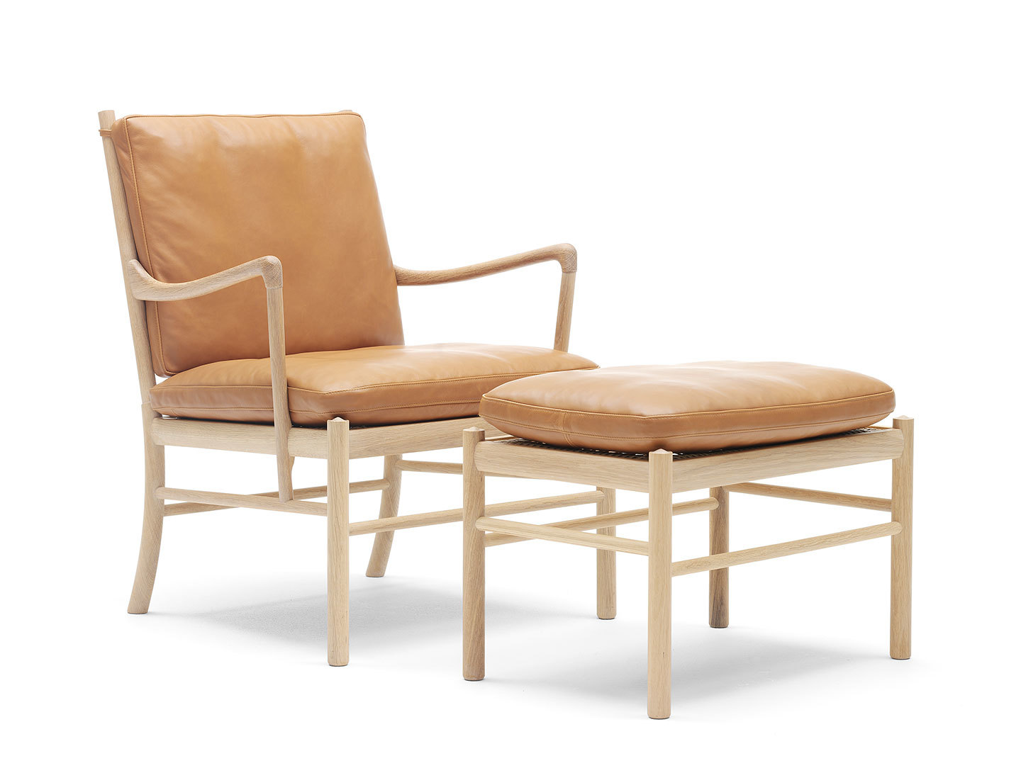 Carl Hansen Colonial Chair And Footstool Soaped Oak Ole Wanscher