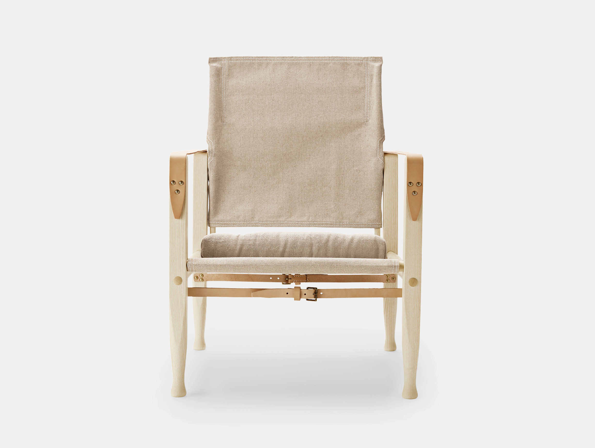 Carl Hansen Kk47000 Safari Chair Ash Natural Canvas Front Kaare Klint