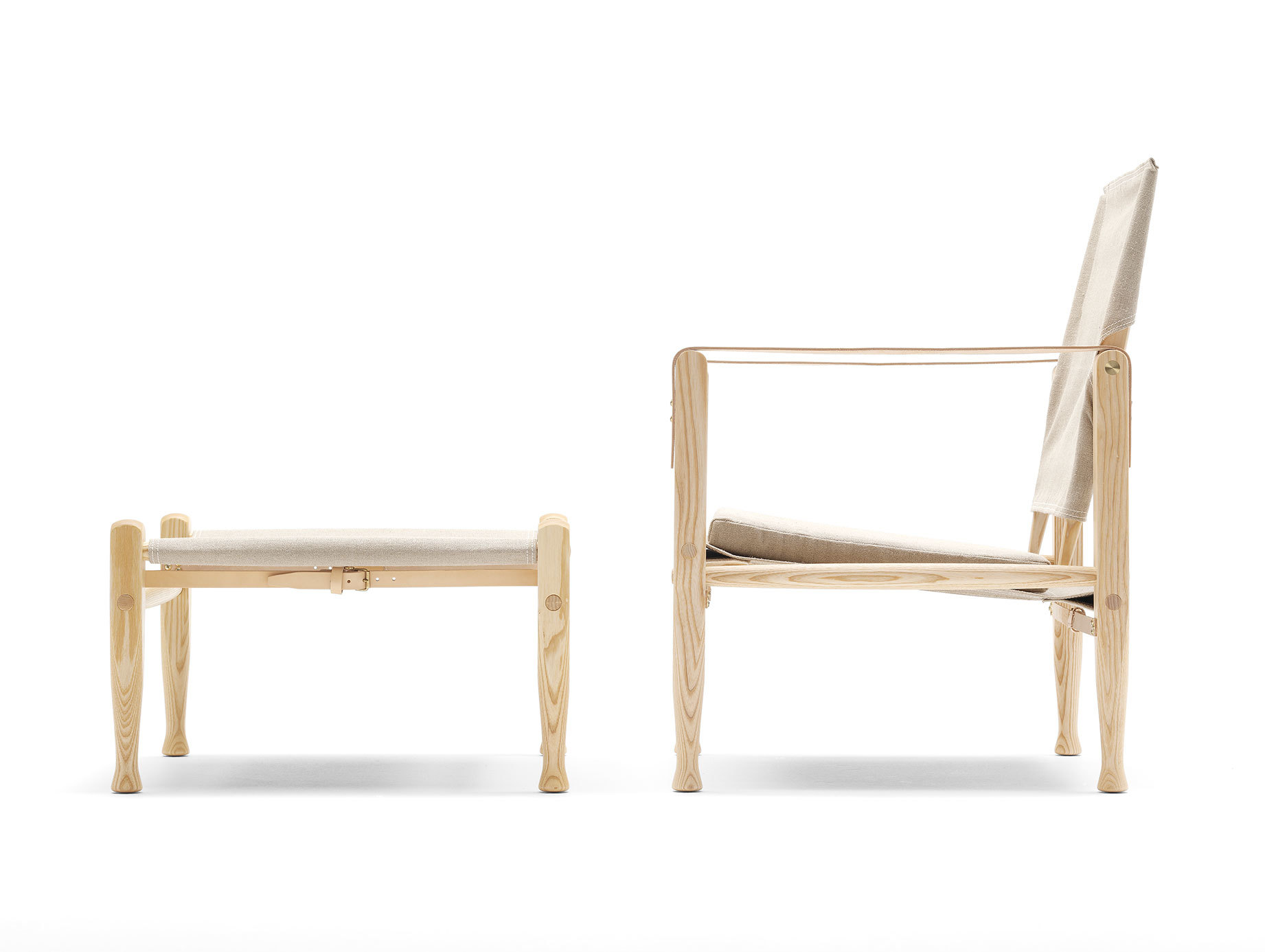 Carl Hansen Kk47000 Safari Chair Ash Natural Canvas Side Kaare Klint