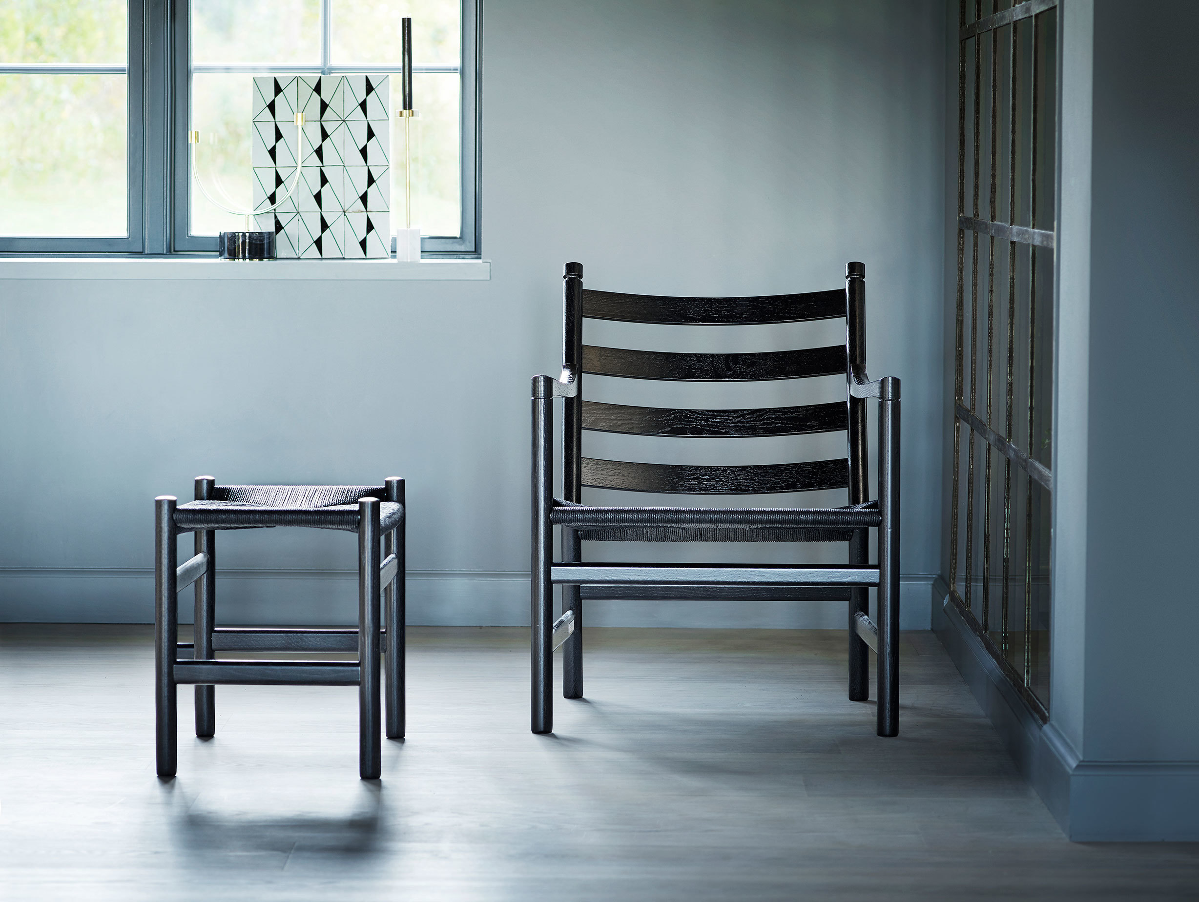 Carl Hansen Ch53 Stool Oak Black