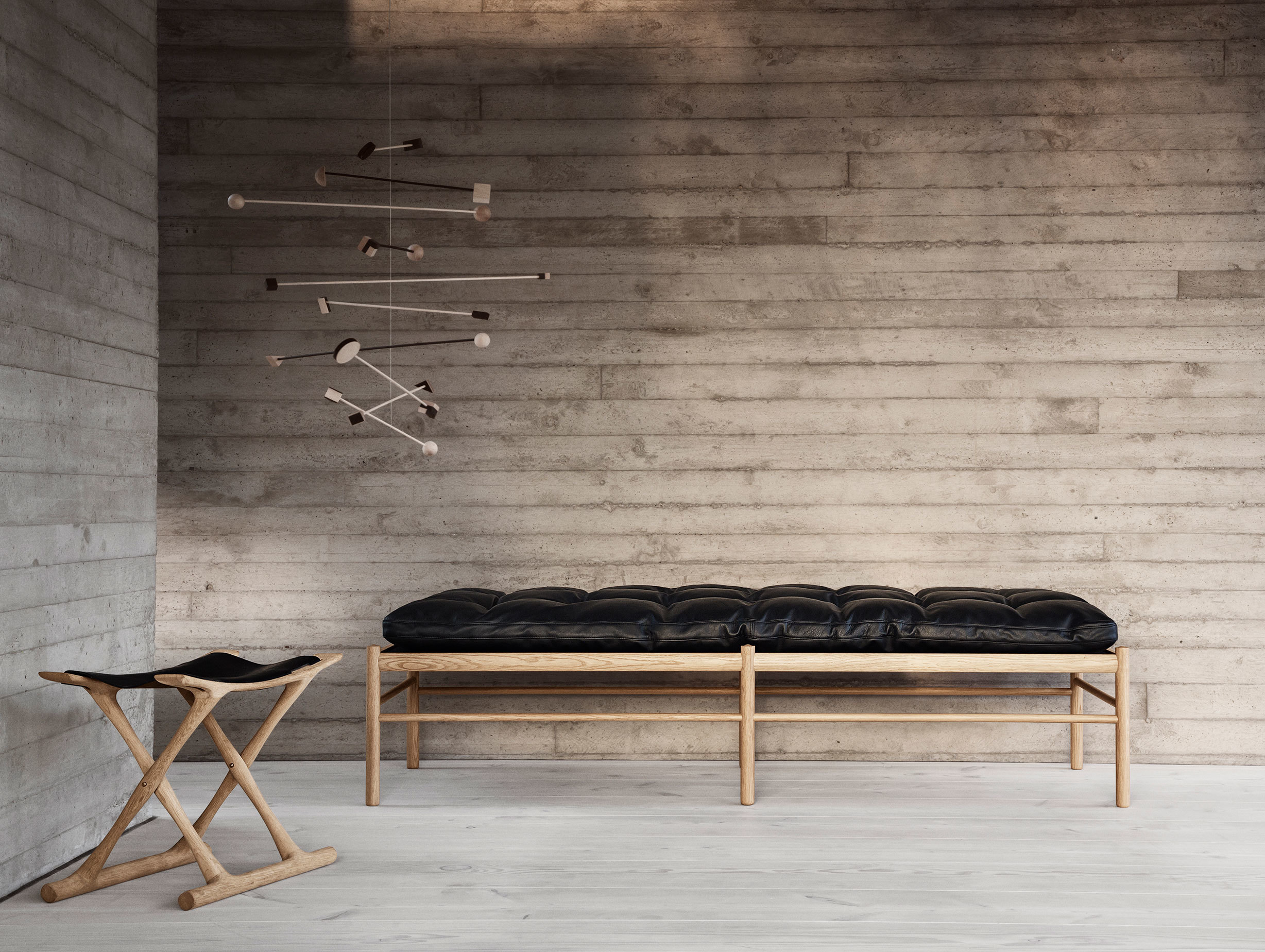 Carl Hansen Ow150 Daybed Oak Black Leather