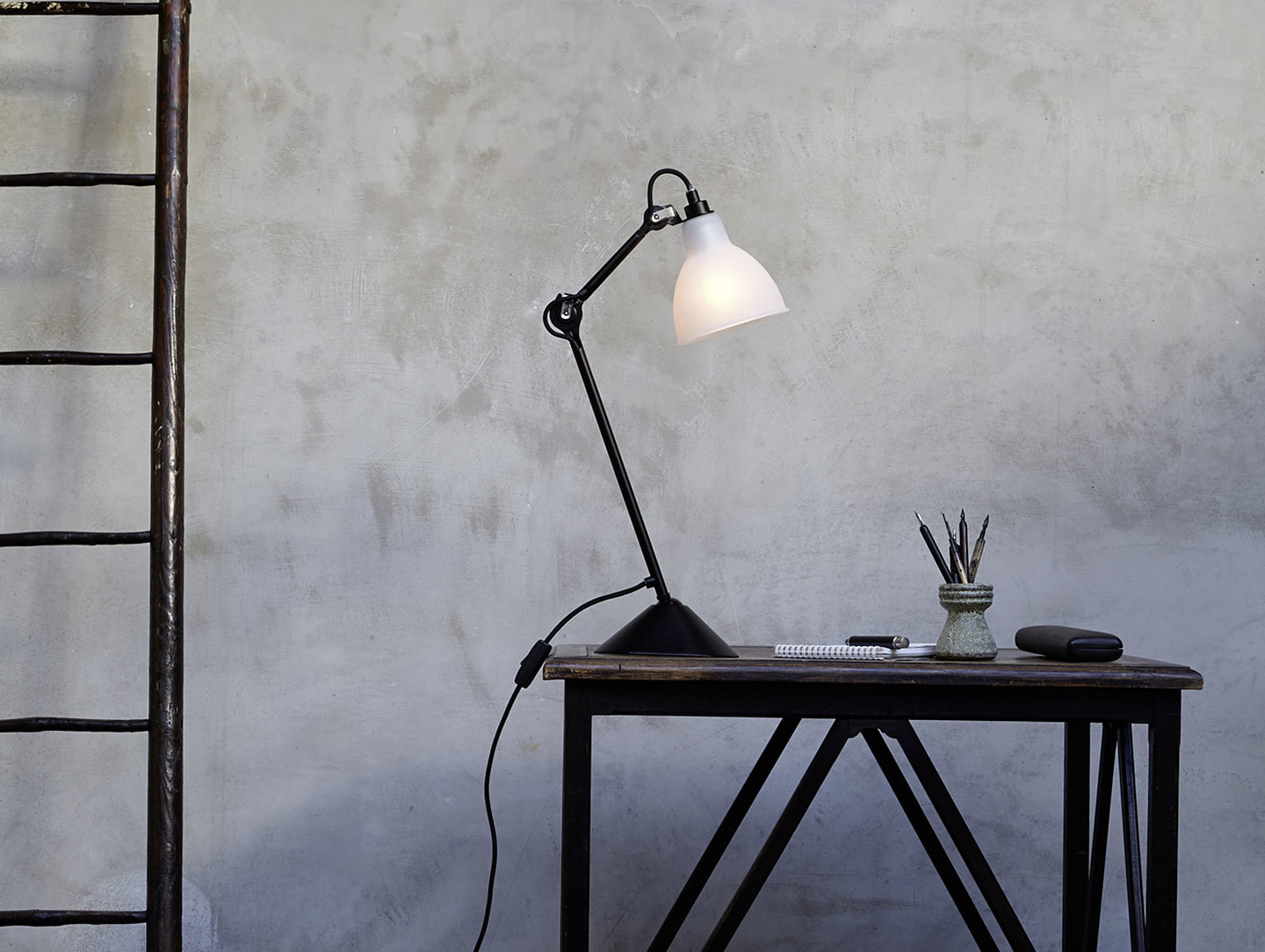 Dcw Lampe Gras No 205 Table Lamp Glass Shade Bernard Albin Gras