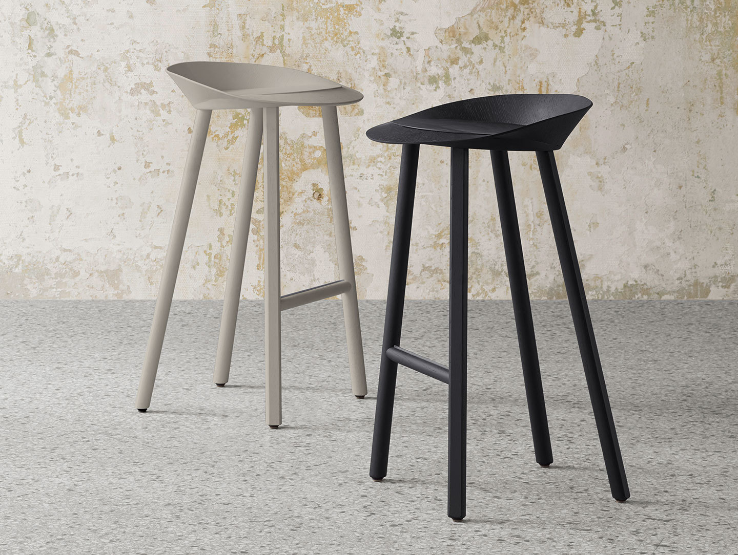 E15 Jean Stools Black Silk Grey Stefan Diez